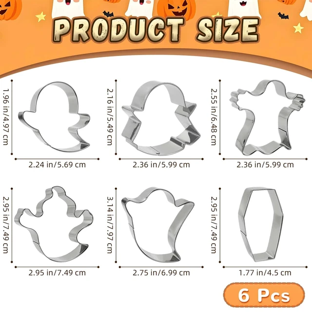 Alt view image 2 of 7 - 6 Pcs Halloween Cookie Cutters, 3 Inch Ghost Cookie Cutters, Ghost Stainless Steel Cutter for Halloween Baking Party Favors