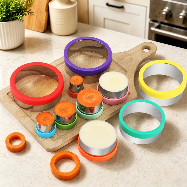 Alt view image 4 of 7 - 10 Pcs Round Cookie Cutters Set Stainless Steel Biscuit Cutter