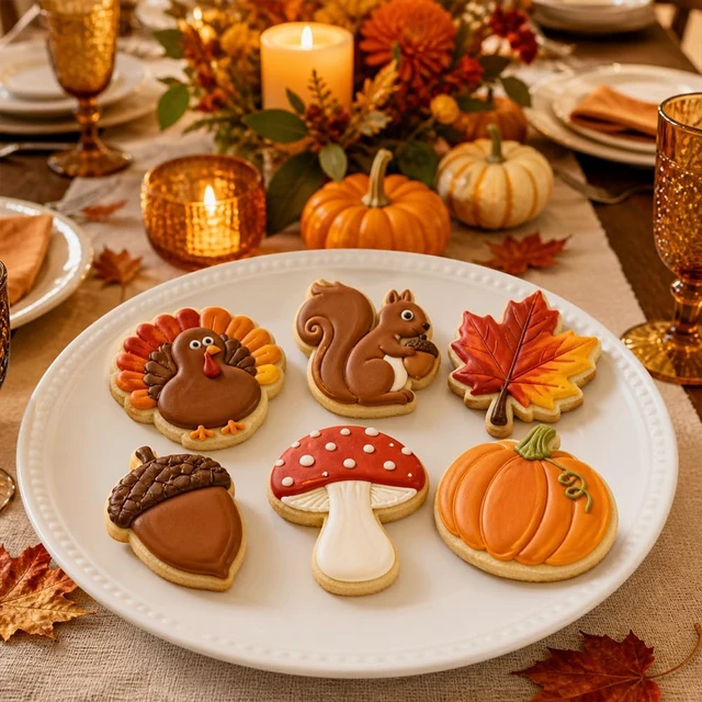 Alt view image 6 of 7 - Fall Thanksgiving Cookie Cutters, 6 PCS Fall Cookie Cutters Stainless Steel | Squirrel Leaf Pumpkin Turkey Acorn Shaped Biscuit Molds,Food Baking Supplies Fall Party Favors Decorations Kit for Kitchen