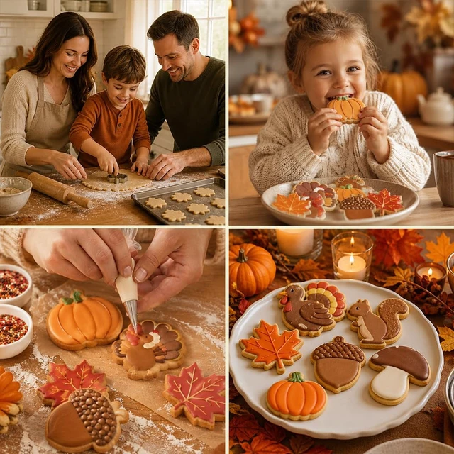 Alt view image 7 of 7 - Fall Thanksgiving Cookie Cutters, 6 PCS Fall Cookie Cutters Stainless Steel | Squirrel Leaf Pumpkin Turkey Acorn Shaped Biscuit Molds,Food Baking Supplies Fall Party Favors Decorations Kit for Kitchen