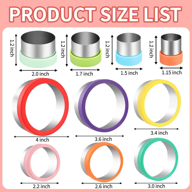 Alt view image 2 of 7 - 10 Pcs Round Cookie Cutters Set Stainless Steel Biscuit Cutter