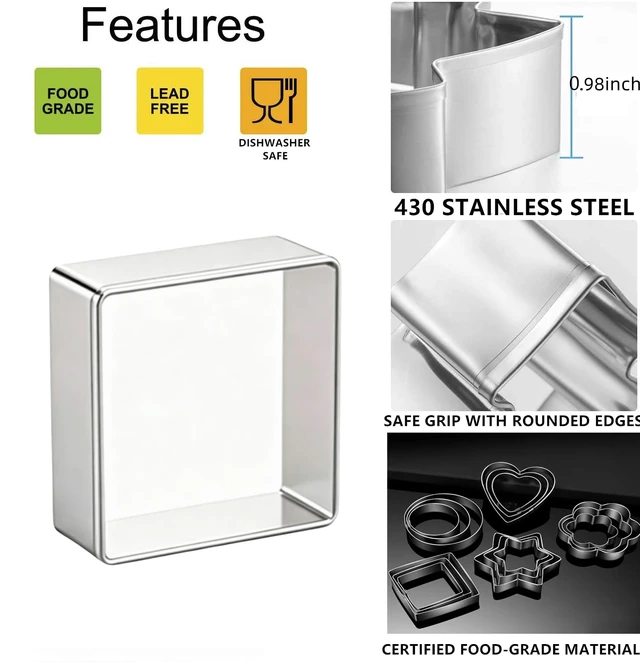 Alt view image 2 of 7 - 9 Pieces Geometric Plaque Cookie Cutter Set,Arch,Oval,Hexagon,Square,RectangleCircleD-ShapeLong Diamond Frame Shape Stainless steel Molds for Kitchen Baking