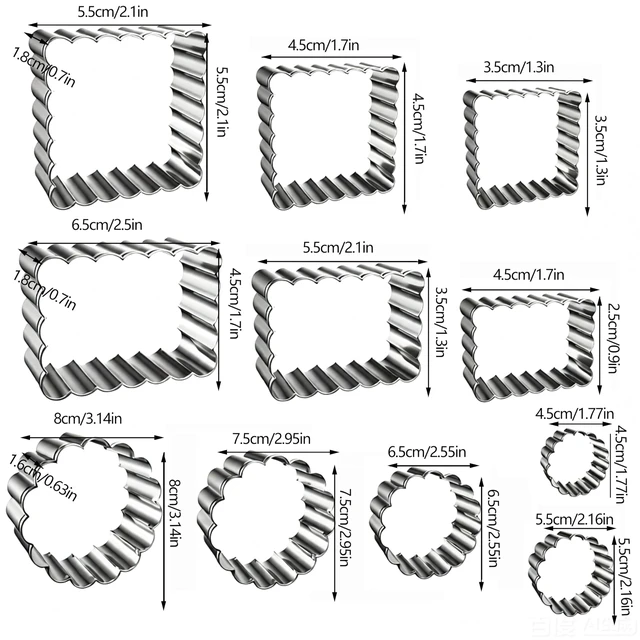Alt view image 2 of 7 - 11Pcs Scalloped Cookie Cutter Set, Assorted Sizes-Include3 Square,3 Rectangle and 5 Round Fondant Molds,Reusable with Jagged Edge Design for a Special Event Holiday Everyday Treat (11Pcs)