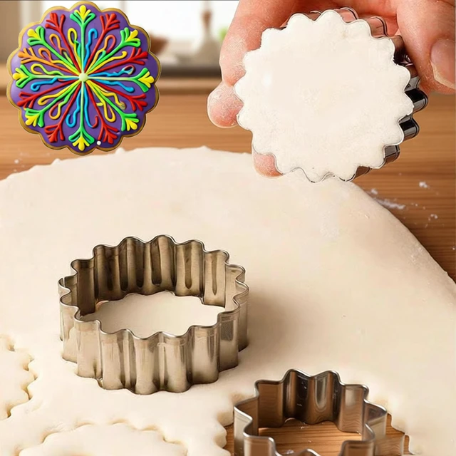 Alt view image 5 of 7 - 11Pcs Scalloped Cookie Cutter Set, Assorted Sizes-Include3 Square,3 Rectangle and 5 Round Fondant Molds,Reusable with Jagged Edge Design for a Special Event Holiday Everyday Treat (11Pcs)