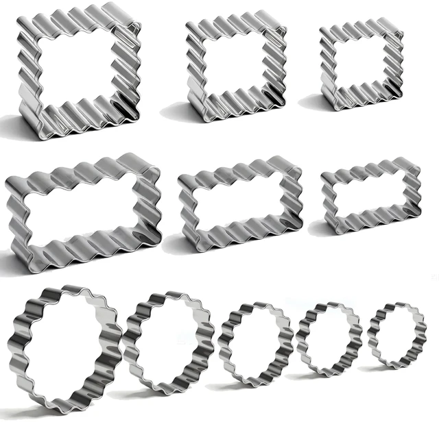 Main image of 11Pcs Scalloped Cookie Cutter Set, Assorted Sizes-Include3 Square,3 Rectangle and 5 Round Fondant Molds,Reusable with Jagged Edge Design for a Special Event Holiday Everyday Treat (11Pcs)