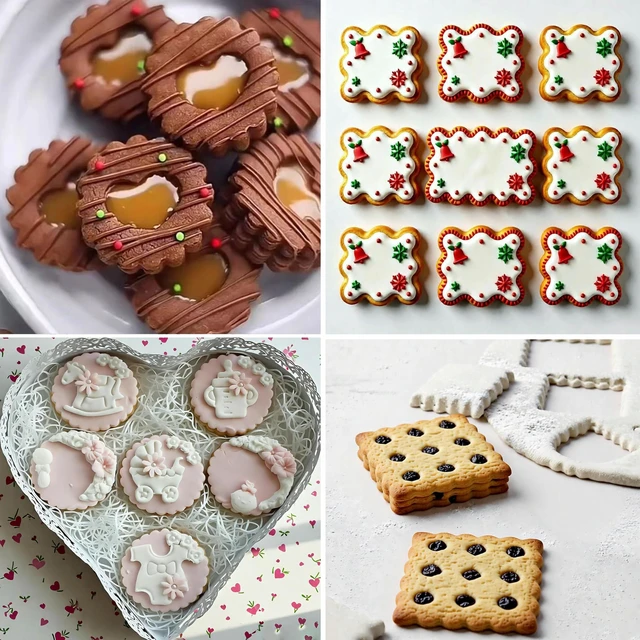 Alt view image 7 of 7 - 11Pcs Scalloped Cookie Cutter Set, Assorted Sizes-Include3 Square,3 Rectangle and 5 Round Fondant Molds,Reusable with Jagged Edge Design for a Special Event Holiday Everyday Treat (11Pcs)