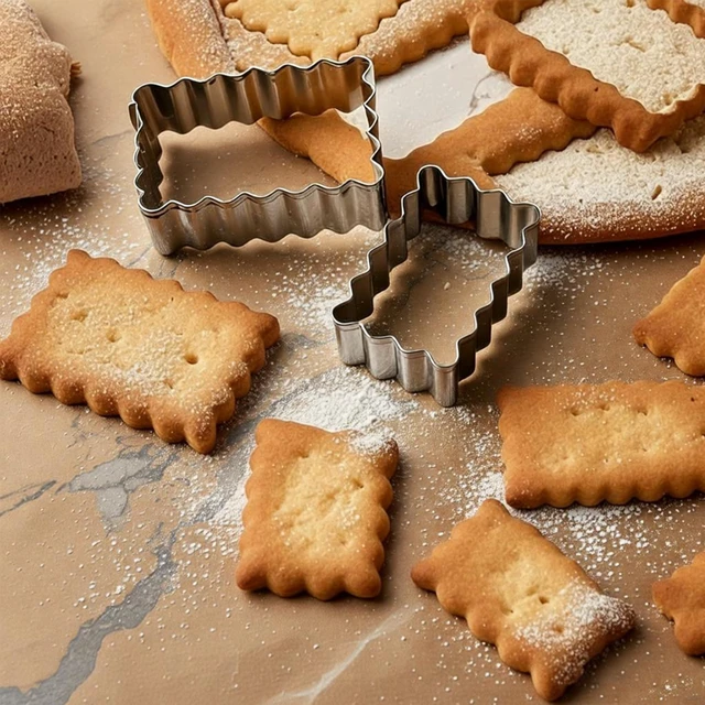 Alt view image 4 of 7 - 11Pcs Scalloped Cookie Cutter Set, Assorted Sizes-Include3 Square,3 Rectangle and 5 Round Fondant Molds,Reusable with Jagged Edge Design for a Special Event Holiday Everyday Treat (11Pcs)