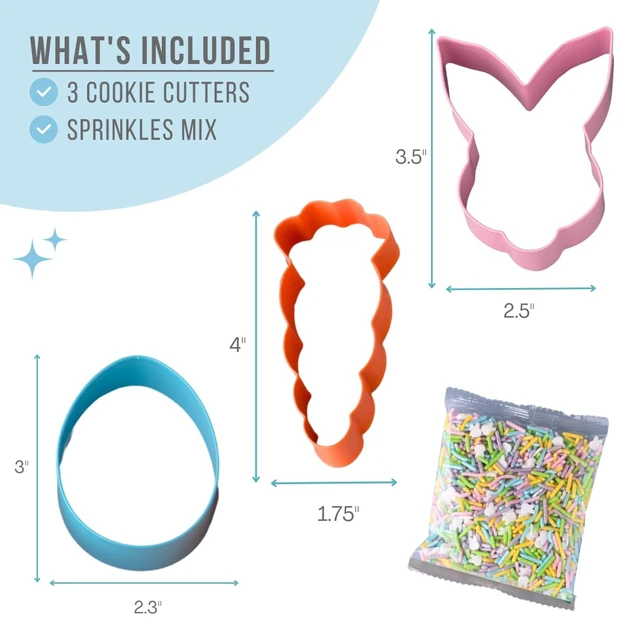 Alt view image 2 of 7 - Cookie Cutters with Sprinkle Mix & Candy Eyeballs 2 oz Sprinkles, Food-Safe Cookie Cutters, Baking & Decorating Kit (Easter)