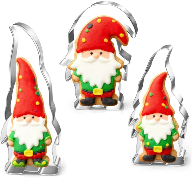 Main image of Gnome Cookie Cutter Set-5.3" 4.5" 4.3"-3-Pieces-Holiday Cookie Cutters Fondant Biscui Cutters