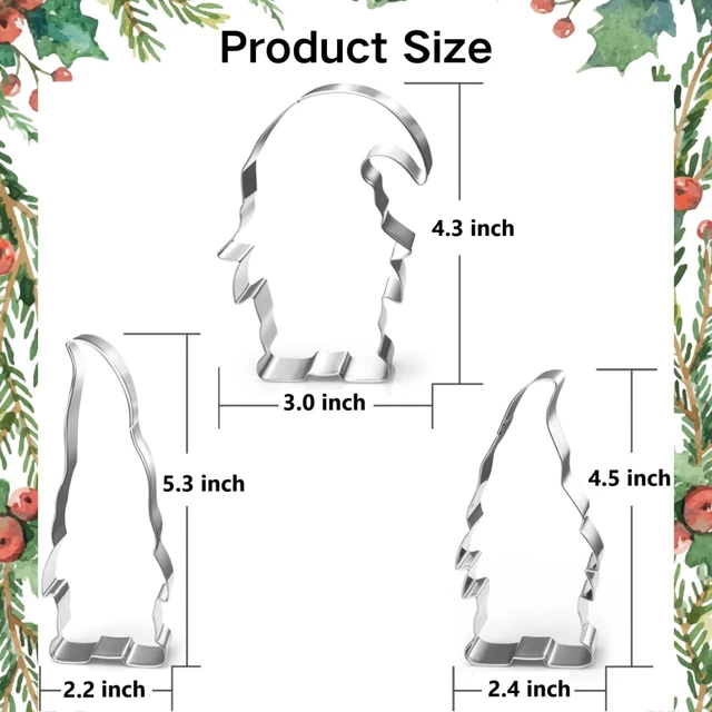 Alt view image 7 of 7 - Gnome Cookie Cutter Set-5.3" 4.5" 4.3"-3-Pieces-Holiday Cookie Cutters Fondant Biscui Cutters