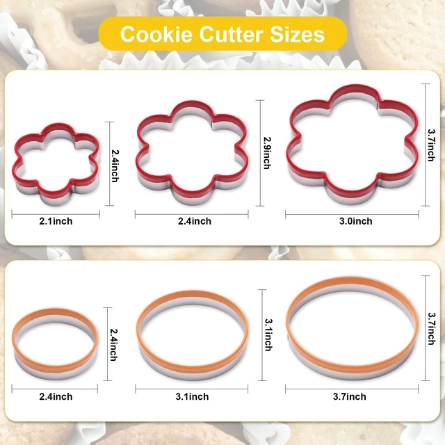 Alt view image 3 of 7 - 6 Pcs Cookie Cutters Set - Flower and Round Shapes Biscuit Cutter | Professional Baking Dough Tools , Stainless Steel, PVC Coated