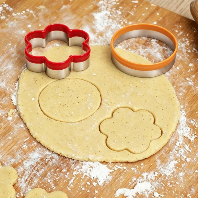 Alt view image 7 of 7 - 6 Pcs Cookie Cutters Set - Flower and Round Shapes Biscuit Cutter | Professional Baking Dough Tools , Stainless Steel, PVC Coated