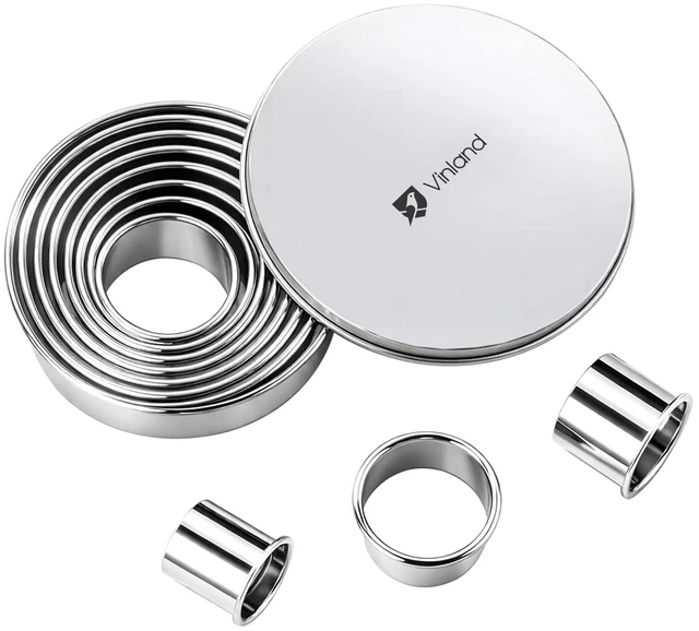 Main image of 12 Pcs 304 Stainless Steel Biscuit Cutter Set - Round Cookie Cutters for Baking (1/2/3/4/5'') with Storage Box, Dough Pastry Cake Circle Cutting Ring Molds, Non-Rust, Dishwasher Safe & 1.5 High