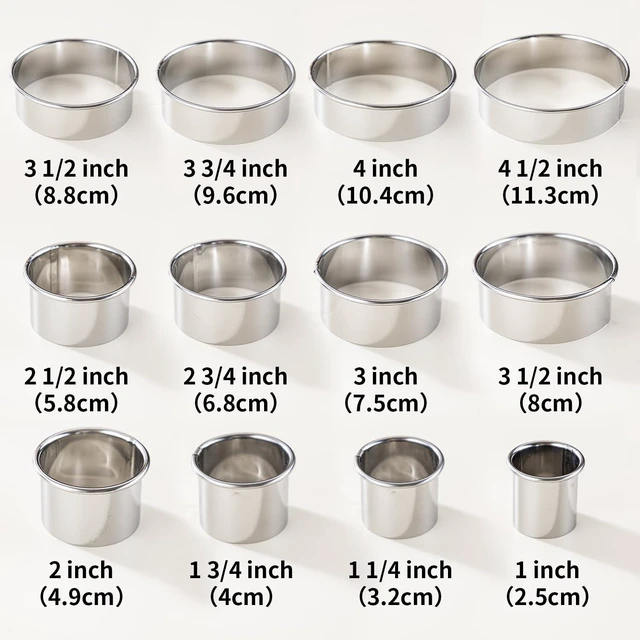 Alt view image 2 of 6 - 12 Pcs 304 Stainless Steel Biscuit Cutter Set - Round Cookie Cutters for Baking (1/2/3/4/5'') with Storage Box, Dough Pastry Cake Circle Cutting Ring Molds, Non-Rust, Dishwasher Safe & 1.5 High