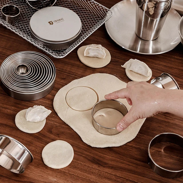 Alt view image 4 of 6 - 12 Pcs 304 Stainless Steel Biscuit Cutter Set - Round Cookie Cutters for Baking (1/2/3/4/5'') with Storage Box, Dough Pastry Cake Circle Cutting Ring Molds, Non-Rust, Dishwasher Safe & 1.5 High