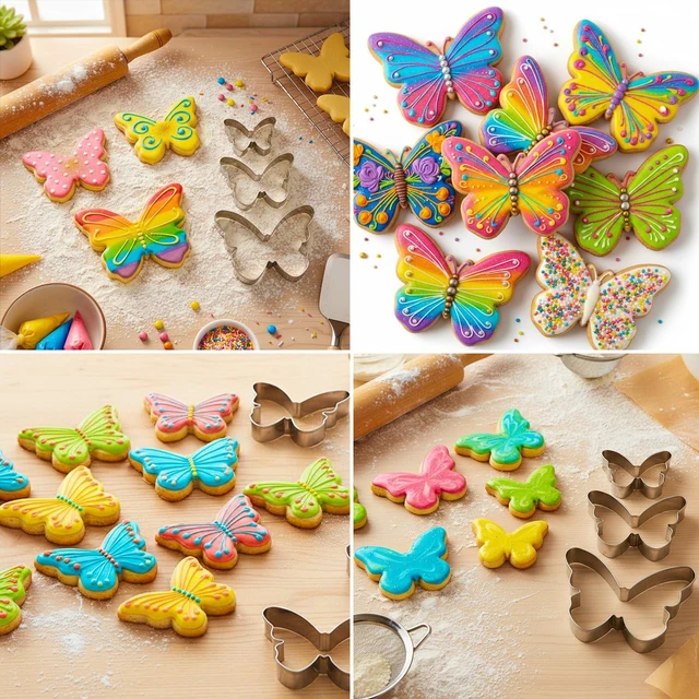 Alt view image 7 of 7 - 3 Pcs Butterfly Cookie Cutter Set, Stainless Steel Butterflies Shaped Baking Molds, Sandwich Cutter, Butterfly Fondant Biscuit Cutters for Biscuit, DIY Cake Craft, Pastry Decoration (3 Sizes)
