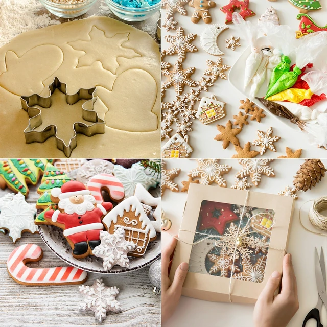 Alt view image 6 of 6 - 4" Large Christmas Cookie Cutters Set,Thickened Stainless Steel | Sandwich cutters & biscuit molds.Sturdy for cookies,sandwiches, cake,fruit.Ideal for DIY baking,home use,and parties.