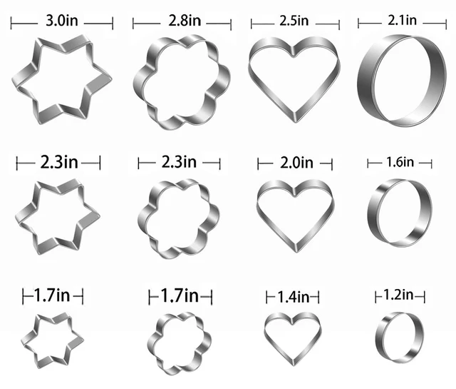 Alt view image 6 of 7 - Metal Cookie Cutters Set- Heart, Star, Round, Flower - 12Pcs Cookie Cutters - Heart Star Cookie Cutter Round Small Cutter Flower Cookie Cutter for Baking