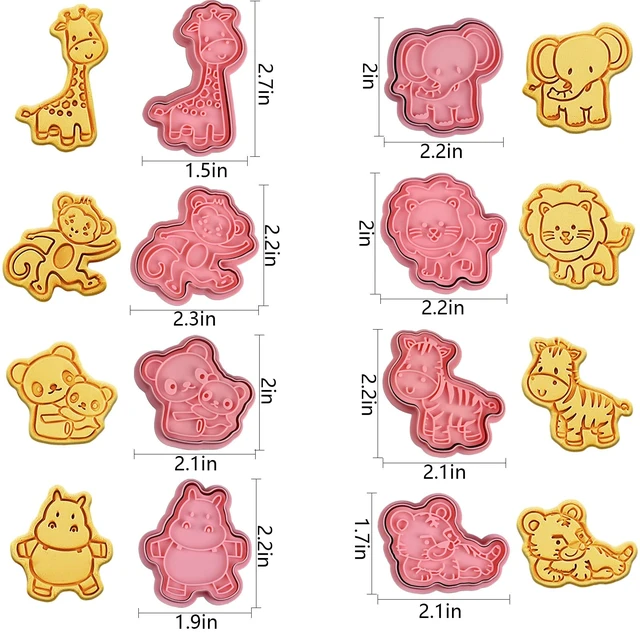 Alt view image 3 of 7 - Animal Cookie Cutters With Plunger Stamps,8 Pcs 3D Animal Cookie Cutters | Animal Embossing Cutters for Biscuit Fondant Cheese Baking Molds