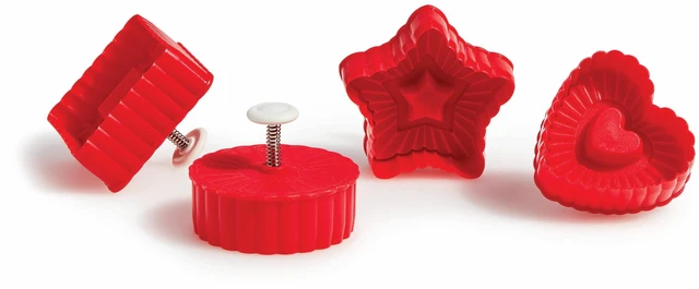Alt view image 4 of 7 - Baking Company Thumbprint Pop Out Cookie Cutters, 4 Piece Set, For Embossed Thumbprint And Filled Cookies For Holiday And Everyday Baking