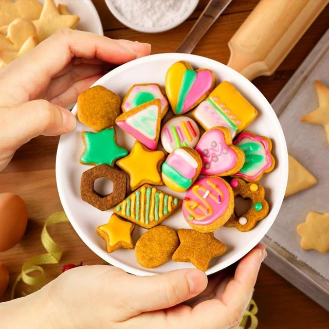 Alt view image 4 of 5 - 30Pcs Mini Cookie Cutter Set with Box, 3 Sizes Per Shape | Stainless Steel, Tiny Polymer Clay Cutters, Small Geometric Biscuit Mold Set, Safe for Kids