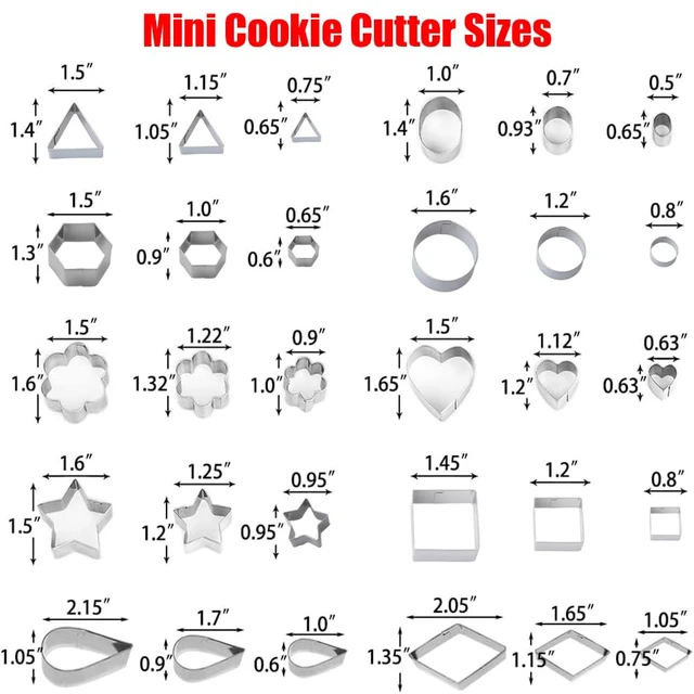 Alt view image 5 of 5 - 30Pcs Mini Cookie Cutter Set with Box, 3 Sizes Per Shape | Stainless Steel, Tiny Polymer Clay Cutters, Small Geometric Biscuit Mold Set, Safe for Kids
