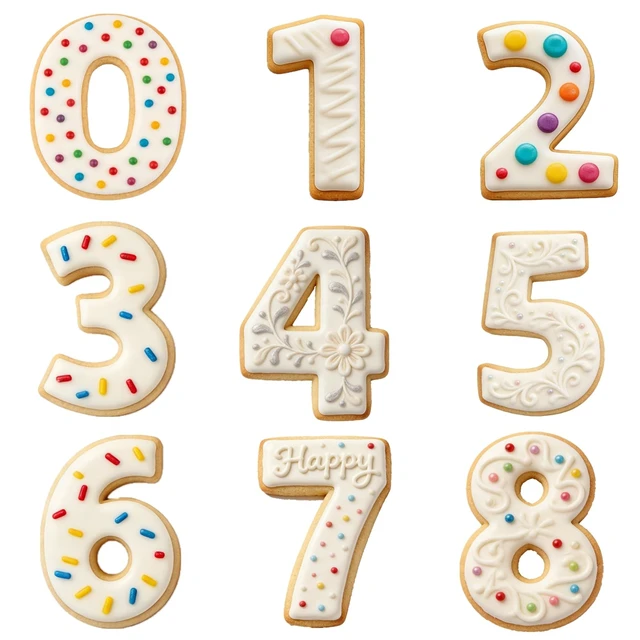 Alt view image 6 of 7 - Number Shaped Cookie Cutters Stainless Steel 9Pcs 2in Round Corners | 0-8 Numbers Reversible 6&9 Fondant Molds for Birthday, Anniversary, Graduation, Holiday Baking, Cake Decor and Playdough Clay