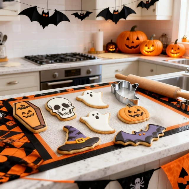 Alt view image 4 of 5 - Halloween Cookie Cutters 3 Inch Set of 7 | Large Bat, Ghost, Pumpkin, Witch Hat, Cat, Skull, Coffin Shapes, Stainless Steel Metal Biscuit Mold for Halloween Baking