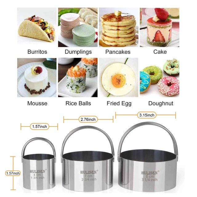 Alt view image 3 of 7 - Biscuit Cutter Set 3-Pc, Stainless Steel Cookie Cutters with Handle | Dishwasher Safe, Etched inch/cm Markings, Gift-Ready Package, Ergonomic Arched Grip, Professional Baking Tools