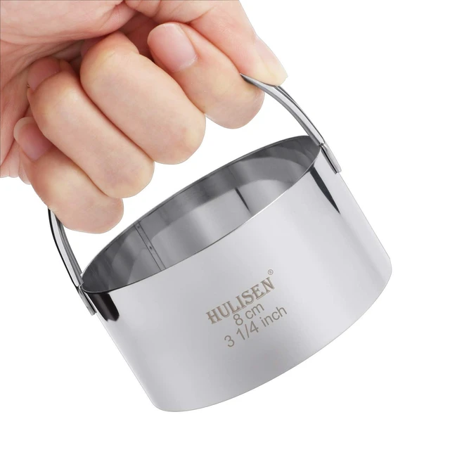 Alt view image 6 of 7 - Biscuit Cutter Set 3-Pc, Stainless Steel Cookie Cutters with Handle | Dishwasher Safe, Etched inch/cm Markings, Gift-Ready Package, Ergonomic Arched Grip, Professional Baking Tools