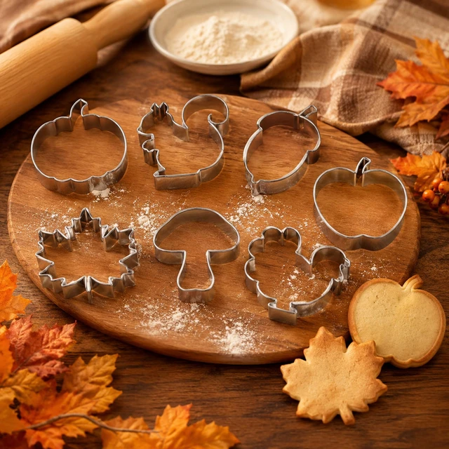 Alt view image 4 of 6 - Fall Thanksgiving Cookie Cutters - 7PCS Stainless Steel Biscuit Molds | Fall Party Favors Decorations Kit Shaped in Pumpkin Acorn Turkey Fall Leaves | Fall Decor Food Baking Supplies for Kitchen