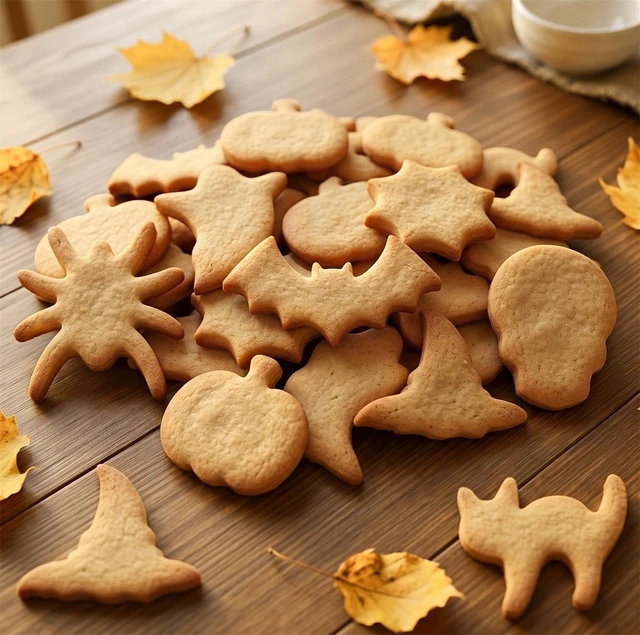 Alt view image 4 of 7 - Halloween Cookie Cutters Set 9 Pieces, Metal Cookie Cutters Shapes - Bat, Ghost, Pumpkin, Cat, Witch's Hat, Spider, Spider Web, Skull, Tombstone, Stainless Steel Biscuit Molds for Party Decorations