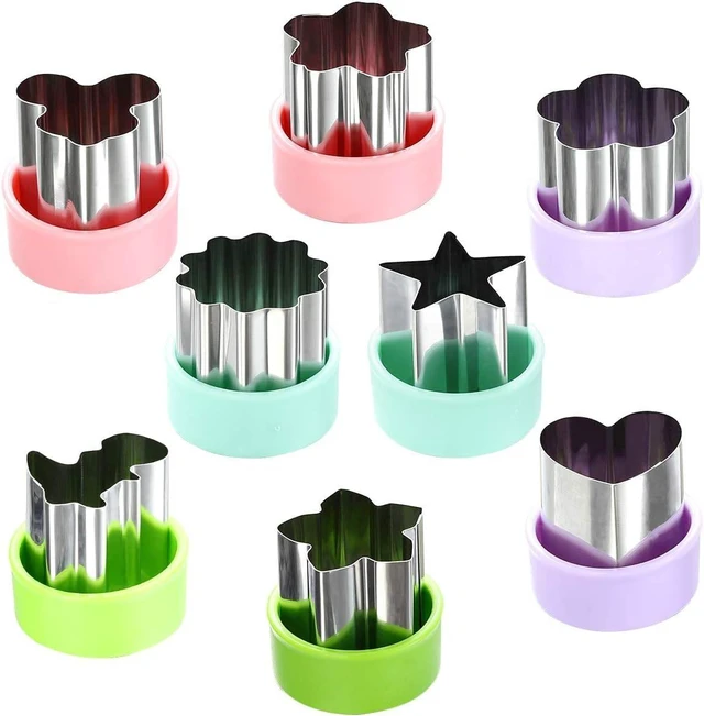 Main image of Vegetable Cutter Shapes Set (8 Pack) 1.5" Stainless Steel Mini Cookie & Fruit Cutters for Kids, Bento Lunch, Sandwich, Fondant, Cheese, Baking & Food Prep