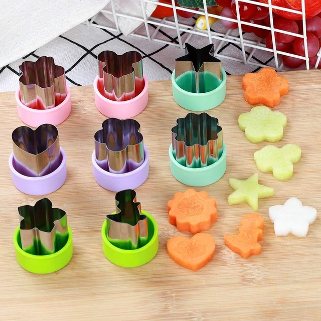 Alt view image 2 of 7 - Vegetable Cutter Shapes Set (8 Pack) 1.5" Stainless Steel Mini Cookie & Fruit Cutters for Kids, Bento Lunch, Sandwich, Fondant, Cheese, Baking & Food Prep