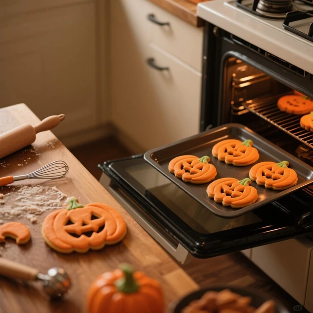 Alt view image 3 of 5 - Halloween Cookie Cutters Variety Pack, Set of 10 | Ghost, Bat, Pumpkin, Witch Hat, Cat, Skull, Spider, Spider Web, Coffin, Tombstone Shapes, Metal Biscuit Mold for Baking