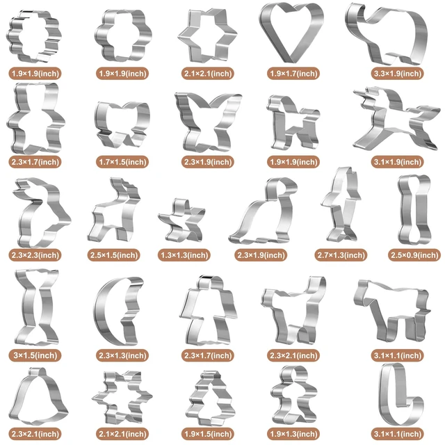 Alt view image 2 of 7 - 26Pcs Cookie Cutters Set, Animal Unicorn Classic Christmas Shapes | Stainless Steel, For Kids Christmas Winter Holiday Party