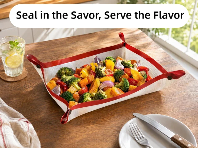 Alt view image 4 of 7 - Locking Dials Silicone Fiber Baking Mat to Prevent Leaks, Nonstick Reusable Heat Resistant Baking Sheet Corners Snap Together to Form Leakproof Oven Liner