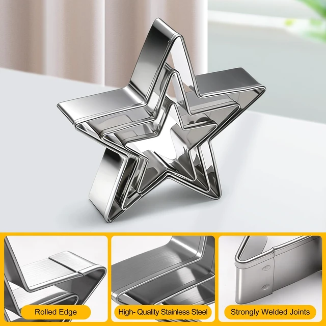 Alt view image 4 of 7 - 12 Pcs Stainless Steel Cookie Cutters Set - Heart, Flower, Round, Star | Professional baking tools making cookies, Biscuit cutter can be dishwasher safe, Gift for baking lovers