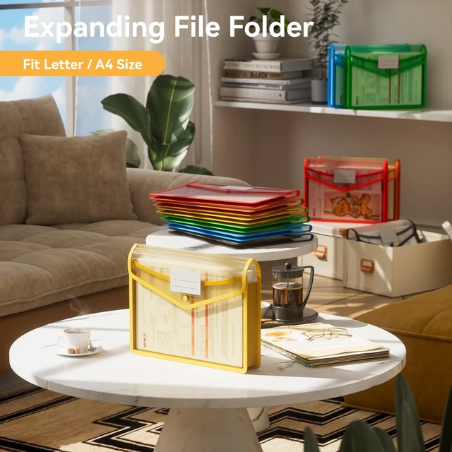 Alt view image 2 of 6 - 6 Pack Plastic File Folder, Colorful File Folder Organizer | fit Letter/A4 Size, Large Capacity with Snap Closure, Colorful File Folder Organizer for School, Office, Home, Hospital