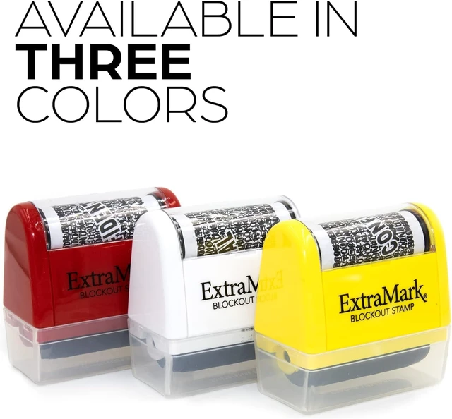 Alt view image 3 of 3 - 2 Pack Identity Theft Protection Blockout Stamp - Roller Stamps with Four Replacement Ink Tubes - Red Unit