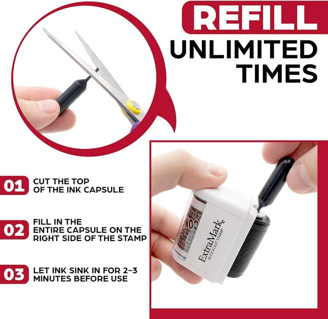Alt view image 2 of 3 - 2 Pack Identity Theft Protection Blockout Stamp - Roller Stamps with Four Replacement Ink Tubes - Red Unit