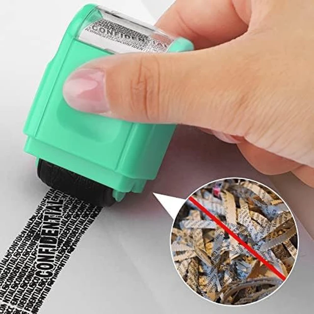 Alt view image 2 of 5 - 2 Pack Identity Protection Roller Stamp 4 Pack Refill Ink,Mint | Confidential Privacy Stamp, Information Blocker for ID, Account, Data and Address Security, Prevents Identity Theft Risk