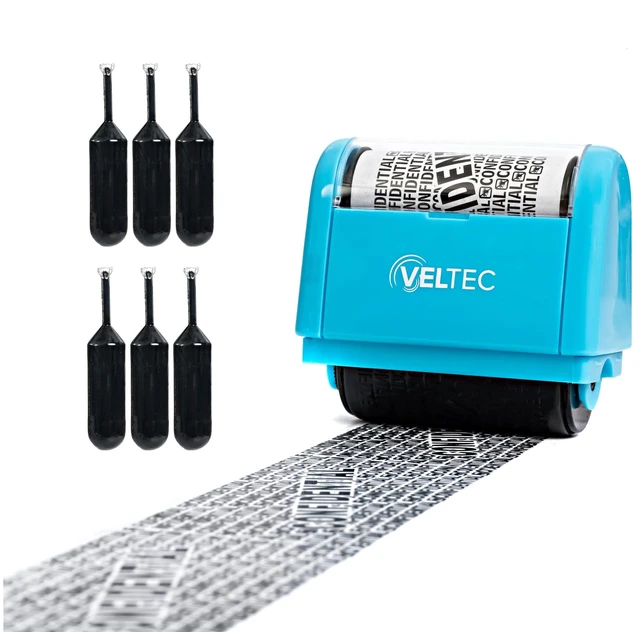 Main image of ID Protector Ink Roller - Identity Theft Protection Roller Stamp Set (Blue, Stamp+6 Refills)