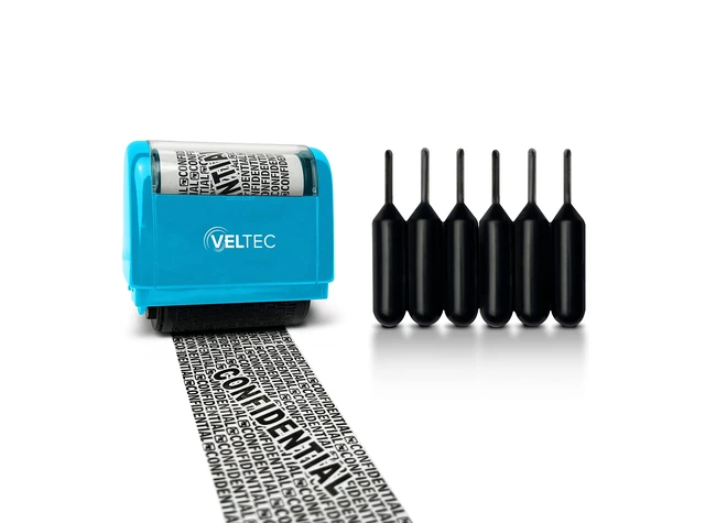 Alt view image 3 of 4 - ID Protector Ink Roller - Identity Theft Protection Roller Stamp Set (Blue, Stamp+6 Refills)