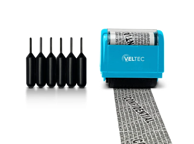 Alt view image 2 of 4 - ID Protector Ink Roller - Identity Theft Protection Roller Stamp Set (Blue, Stamp+6 Refills)