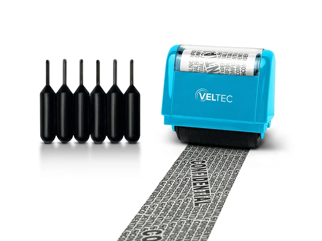 Alt view image 4 of 4 - ID Protector Ink Roller - Identity Theft Protection Roller Stamp Set (Blue, Stamp+6 Refills)
