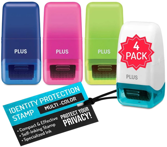 Main image of Guard Your ID Identity Protection Stamp Roller, Deluxe Multi-Color 4-Pack