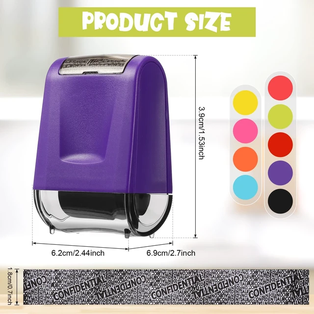 Alt view image 2 of 7 - 9 Pack Identity Protection Roller Stamp Confidential Roller Stamp | Confidential Privacy Stamp, Information Blocker for ID, Account, Data Address Security, Roller Prevents Privacy Leaks