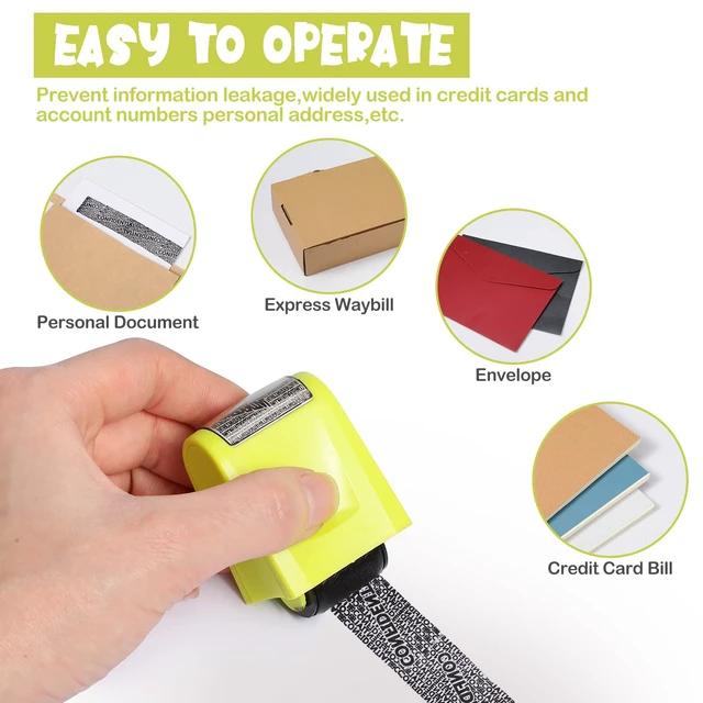 Alt view image 3 of 7 - 9 Pack Identity Protection Roller Stamp Confidential Roller Stamp | Confidential Privacy Stamp, Information Blocker for ID, Account, Data Address Security, Roller Prevents Privacy Leaks