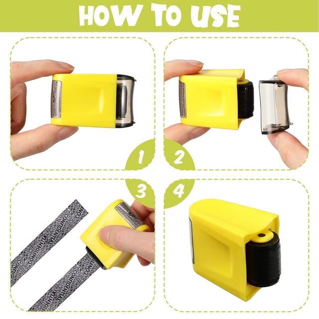 Alt view image 5 of 7 - 9 Pack Identity Protection Roller Stamp Confidential Roller Stamp | Confidential Privacy Stamp, Information Blocker for ID, Account, Data Address Security, Roller Prevents Privacy Leaks